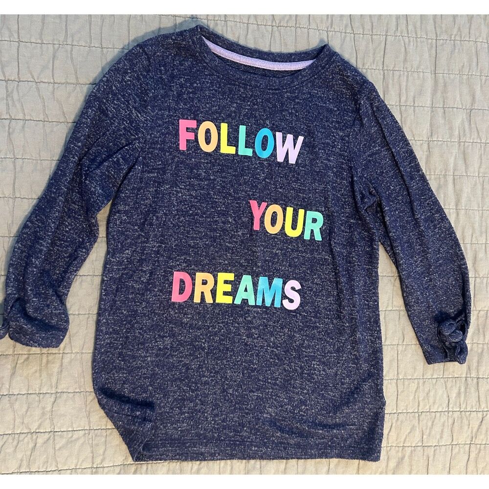 Cat & Jack 'Follow Your Dreams' 3/4 Sleeve Navy Blue Shirt Size Medium